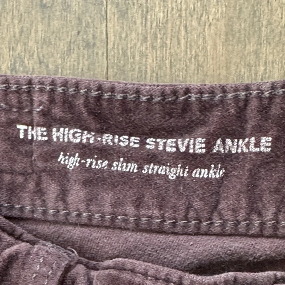 AG Anthropologie High Rise Stevie Ankle Corduroy Pants Plum 25R